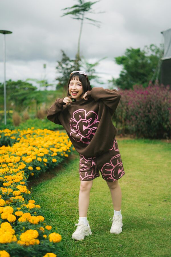 Floral Sweatshirt - Brown