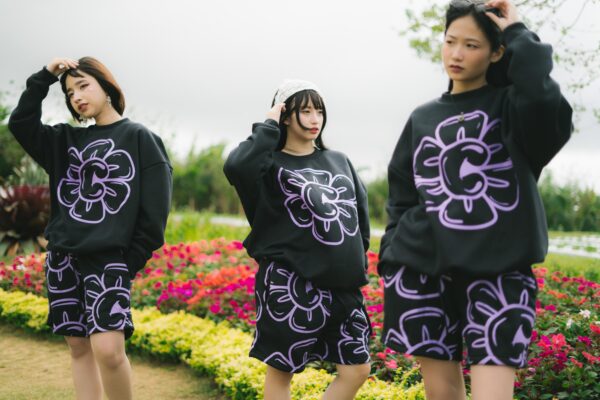 Floral Sweatshort - Black