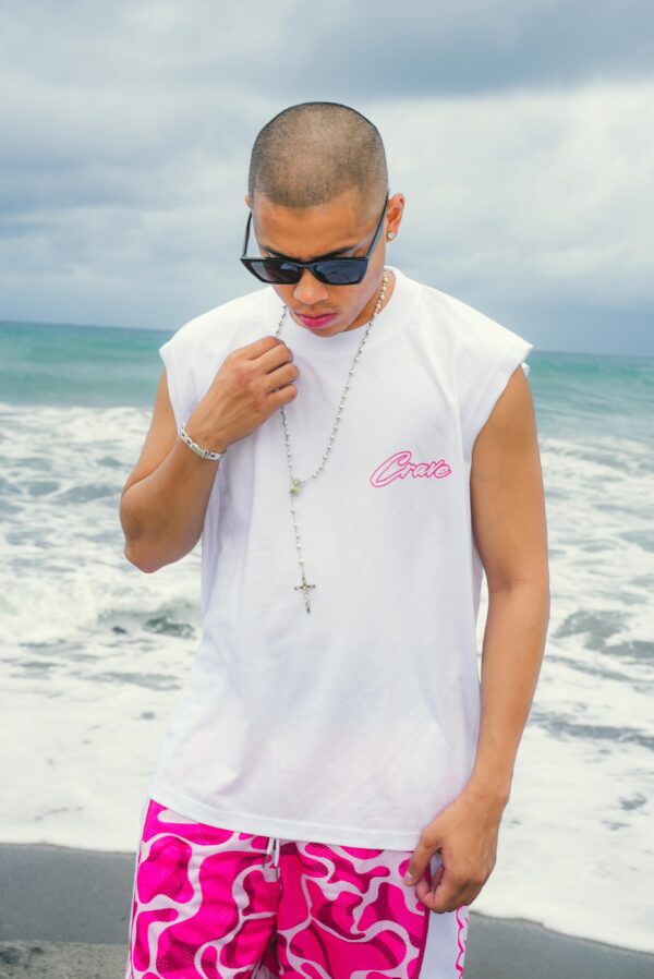 BEN05228 Initials Sando - Pink