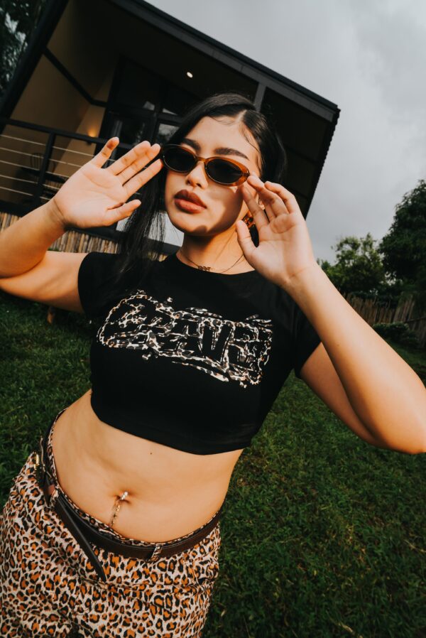 BEN00288 Leopard Baby Tee- Black